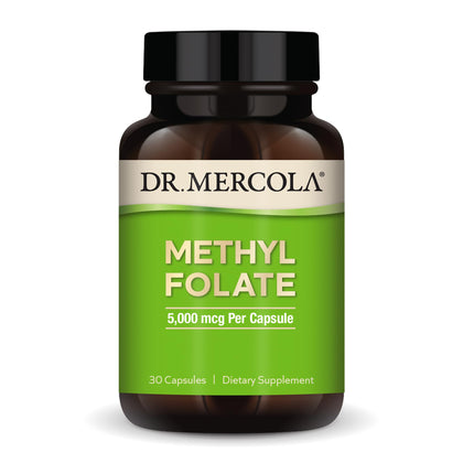 Boîte de capsules Dr. Mercola Folate Méthylé 5 mg devant
