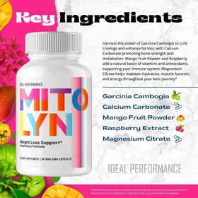 Boîte de capsules Mitolyn d'IDEAL PERFORMANCE ouverte avec gélules visibles