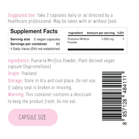 Boîte de capsules Pueraria Mirifica Incas avec étiquette