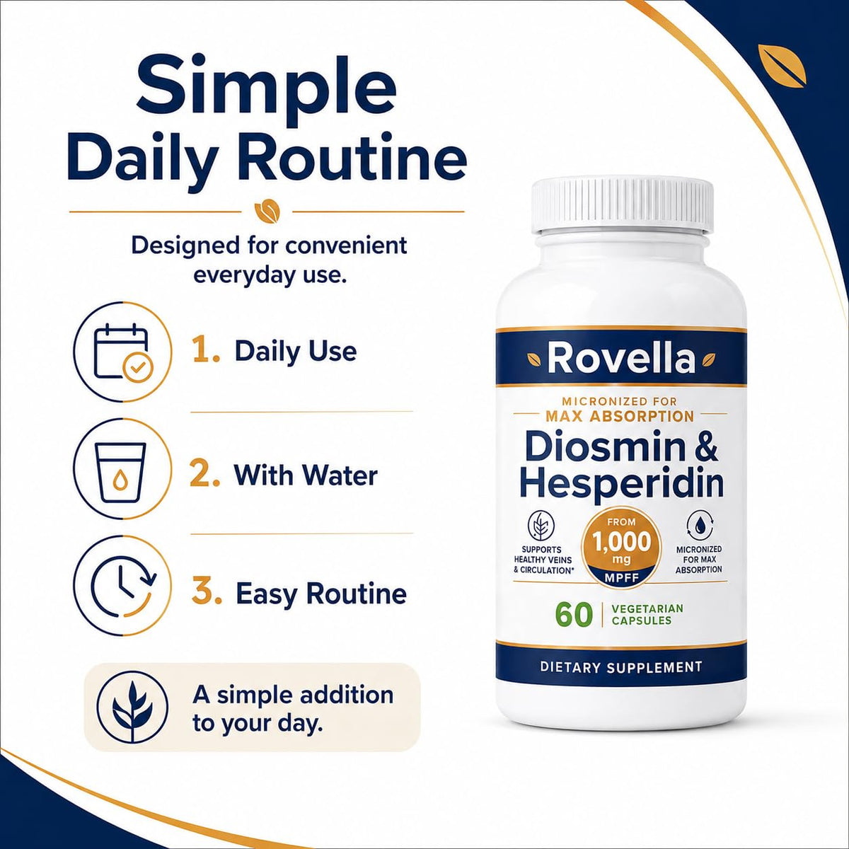 Boîte de capsules Rovella Diosmine et Hespéridine vue de côté