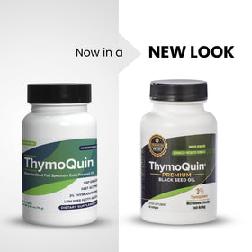 Boîte de capsules ThymoQuin avec étiquette USP-Grade.