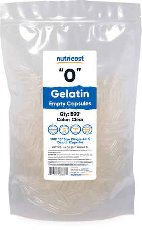 Boîte de capsules vides Nutricost taille 0, 500 capsules claires