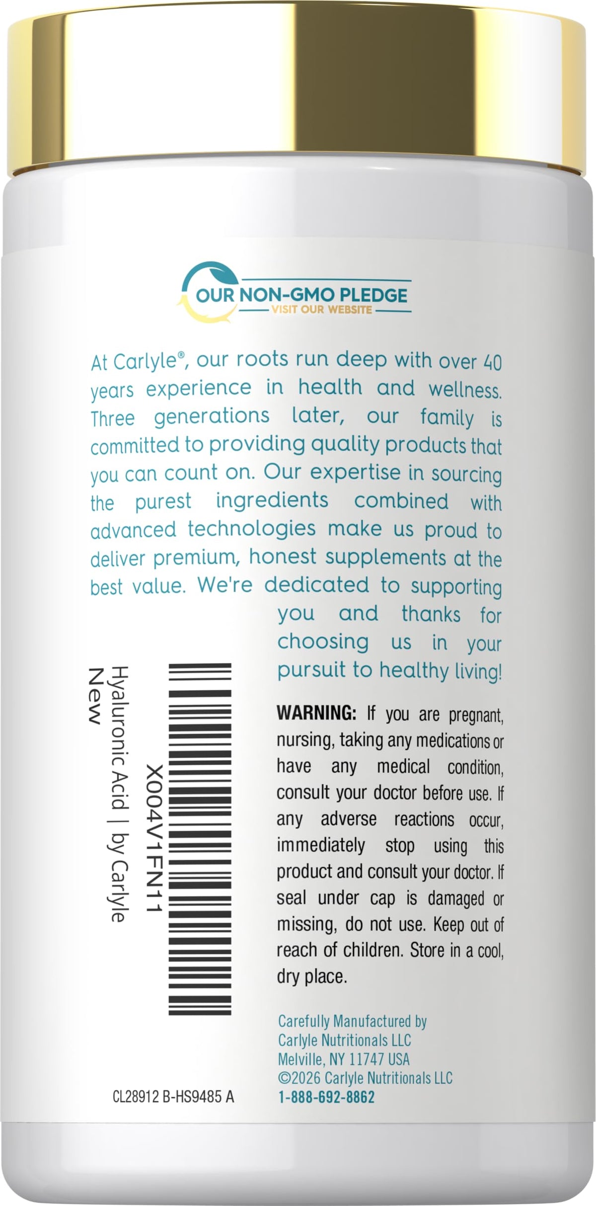 Boîte de Carlyle Acide Hyaluronique 50 mg avec étiquette