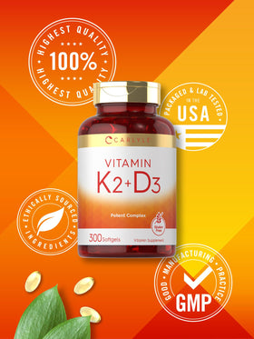 Boîte de Carlyle Vitamine K2 D3 300 gélules souples