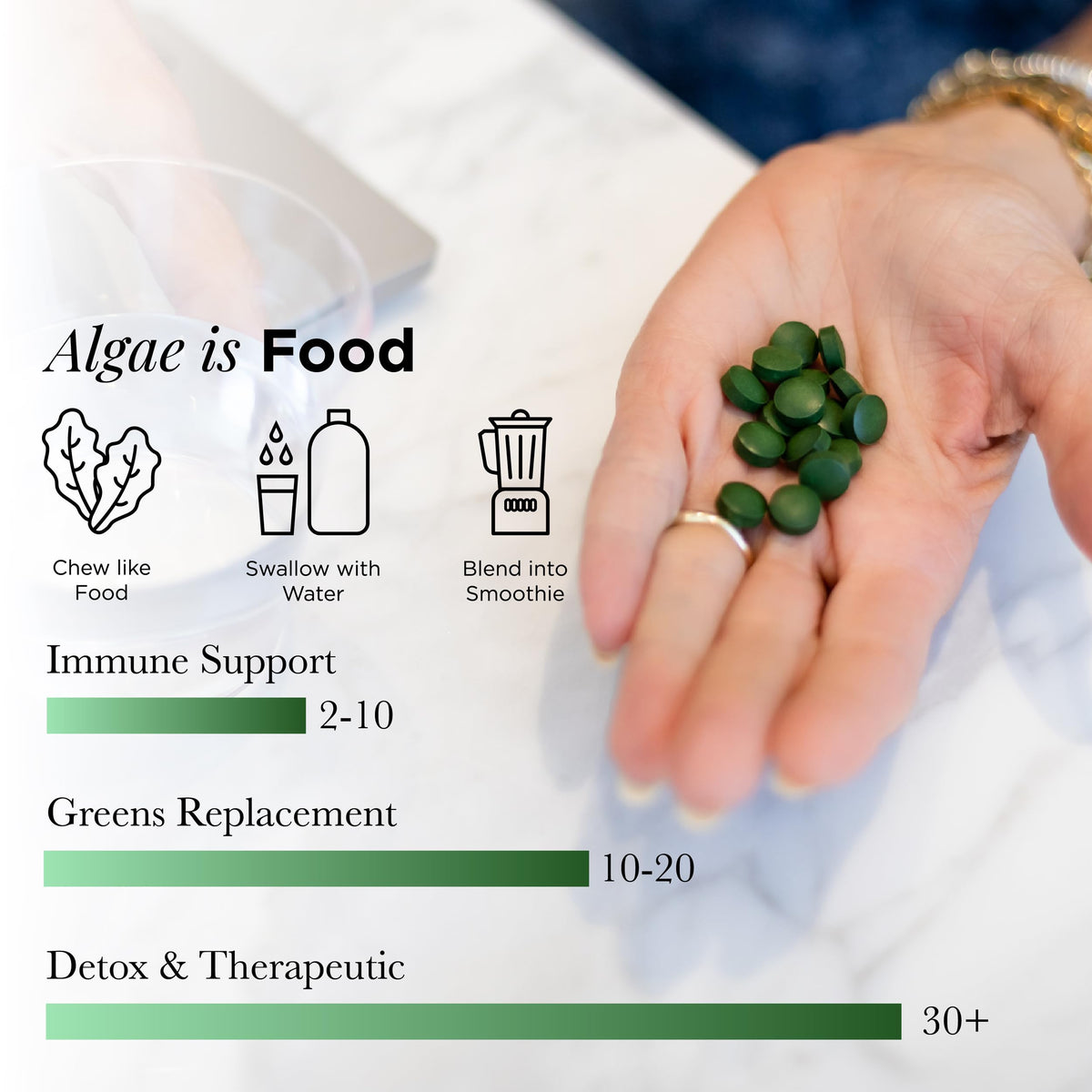 Boîte de chlorella use ENERGYBITS ouverte