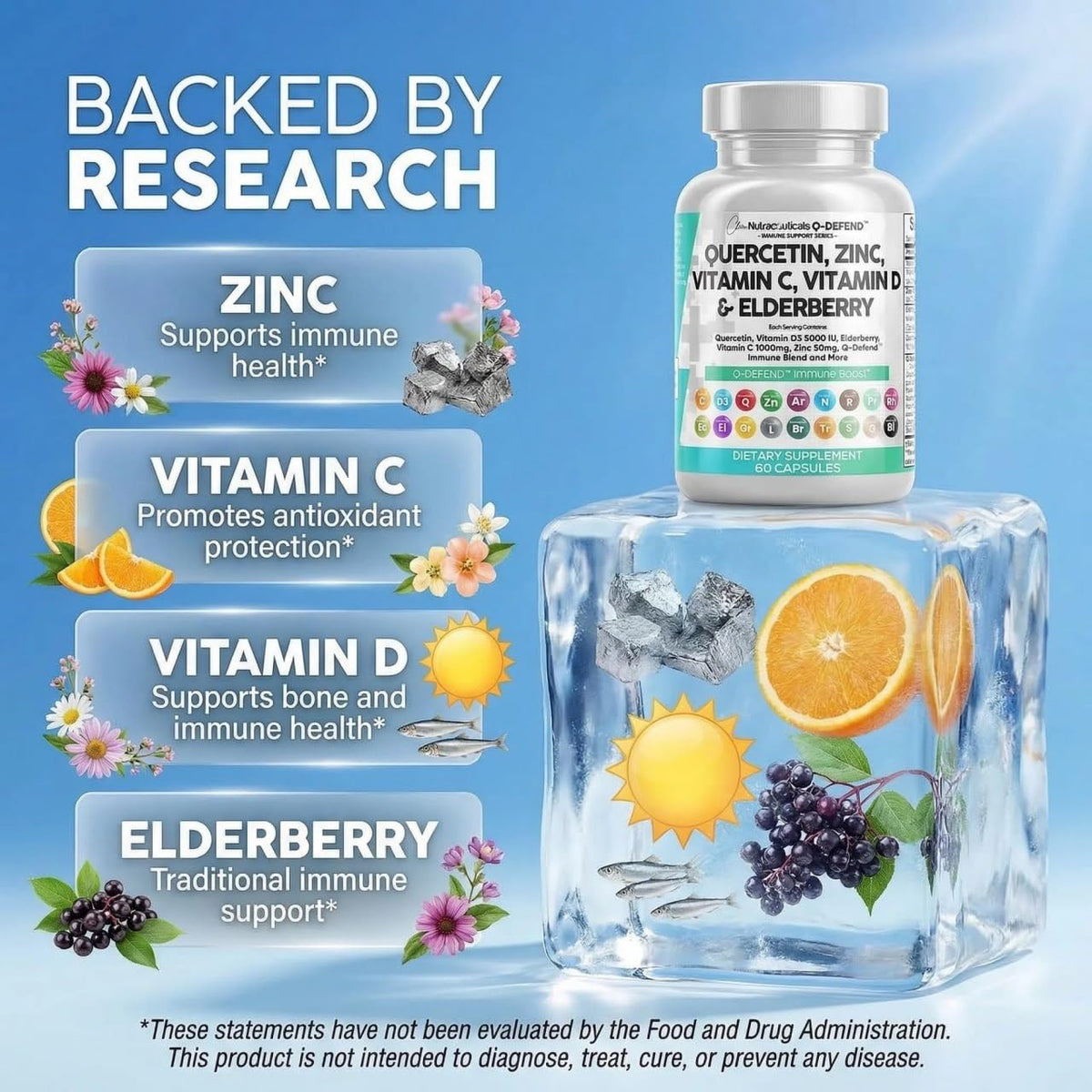 Boîte de Clean Nutraceuticals Q Defend avec étiquette visible