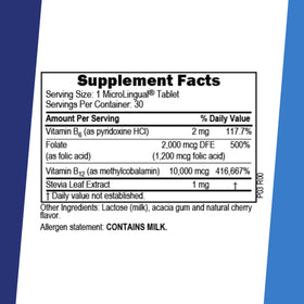 Boîte de Complément Alimentaire B-12 10000 mcg 30 Comprimés Sublinguaux - vue latérale