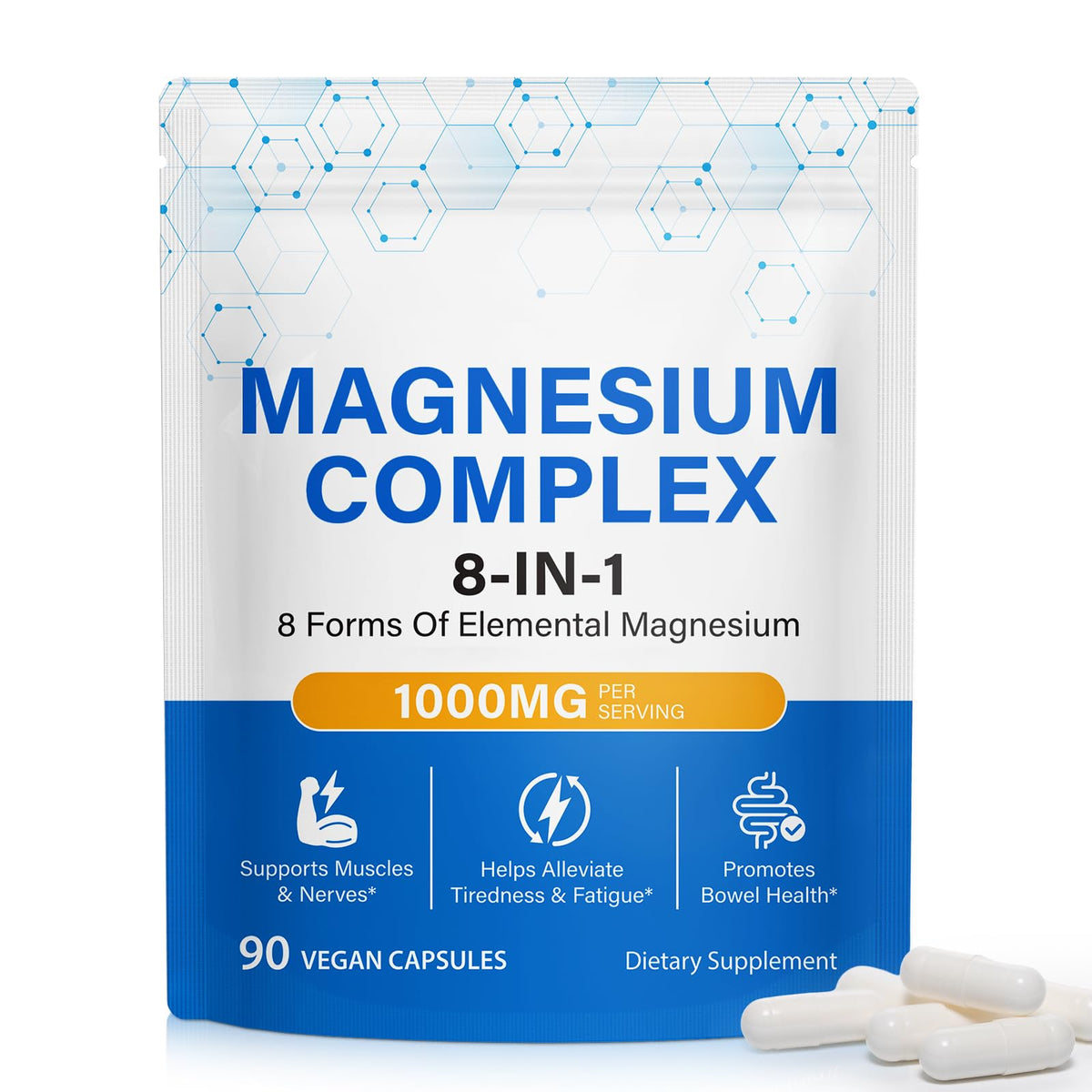 Boîte de complément alimentaire BOIUOITI Magnésium 8-en-1 90 capsules vue de face