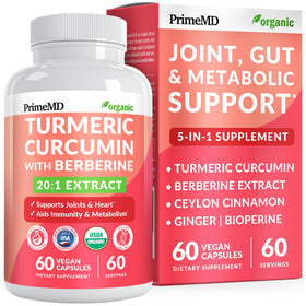Boîte de complément alimentaire Curcuma 5-en-1 PrimeMD vue de face