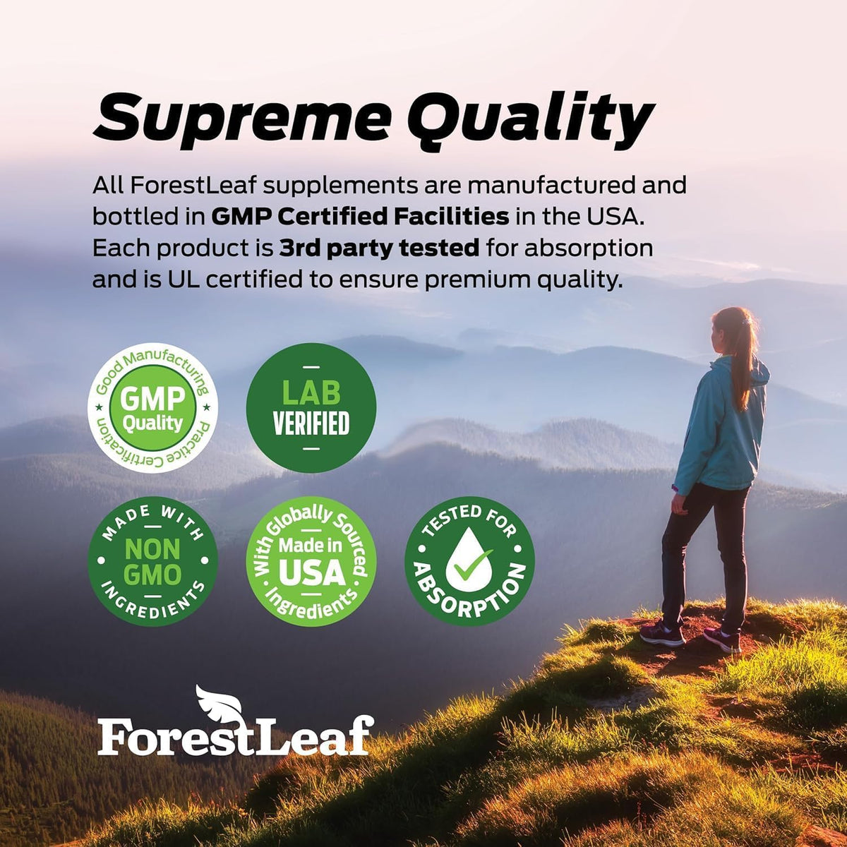 Boîte de complément alimentaire ForestLeaf sur fond blanc