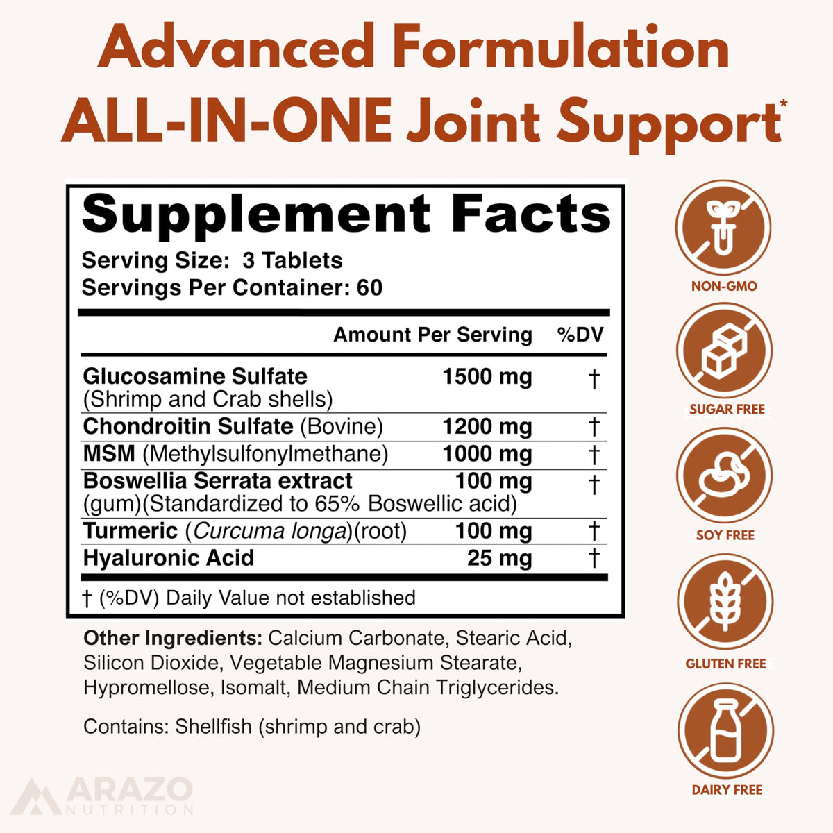 Boîte de Complément Alimentaire Glucosamine Chondroïtine MSM avec étiquette détaillée
