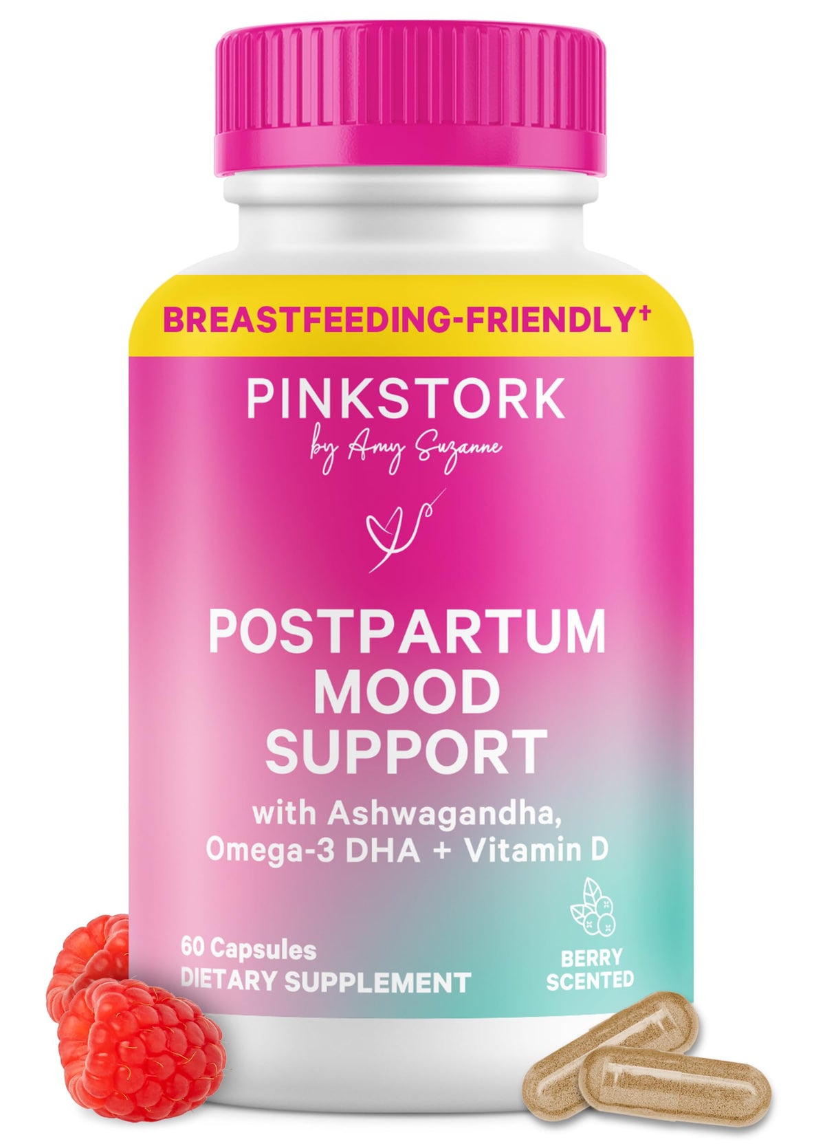 Boîte de complément alimentaire postnatal Pink Stork vue de face