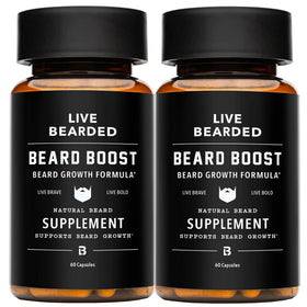 Boîte de compléments alimentaires pour barbe Live Bearded 60 capsules