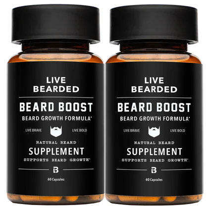 Boîte de compléments alimentaires pour barbe Live Bearded 60 capsules