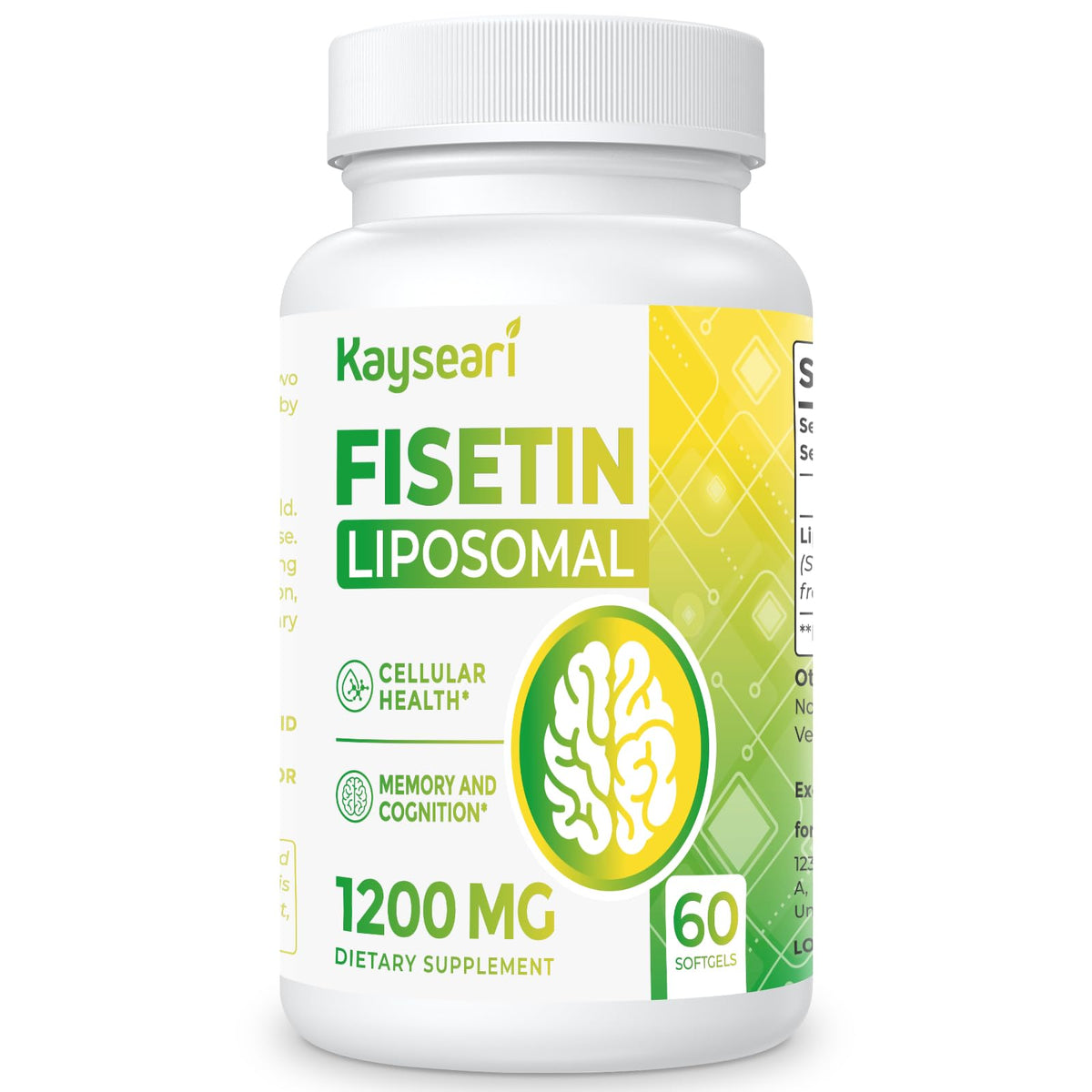 Boîte de compléments Kayseari Fisetin 1200mg vue de face