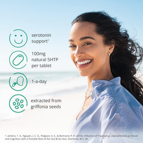 Boîte de comprimés 5-HTP 100mg brain feed avec étiquette