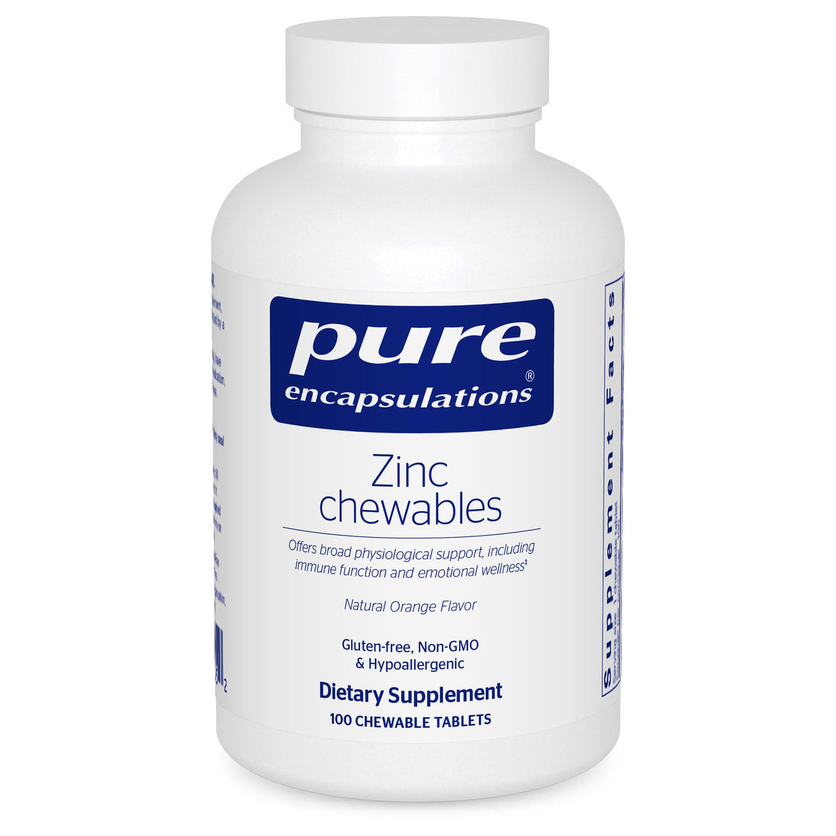 Boîte de comprimés à mâcher de Zinc Pure Encapsulations 100 unités