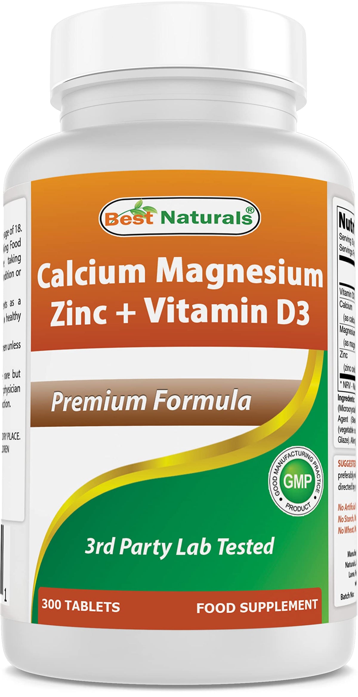 Boîte de comprimés Calcium Magnésium Zinc D3 Best Naturals vue de face