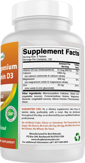 Boîte de comprimés Calcium Magnésium Zinc D3 ouverte