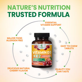 Boîte de comprimés D3 K2 Nature's Nutrition ouverte