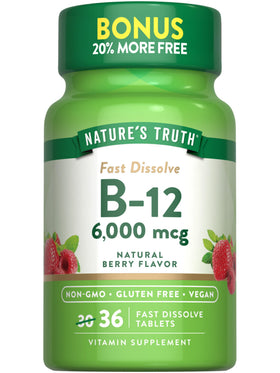 Boîte de comprimés de vitamine B12 Nature's Truth 6000 mcg vue de face