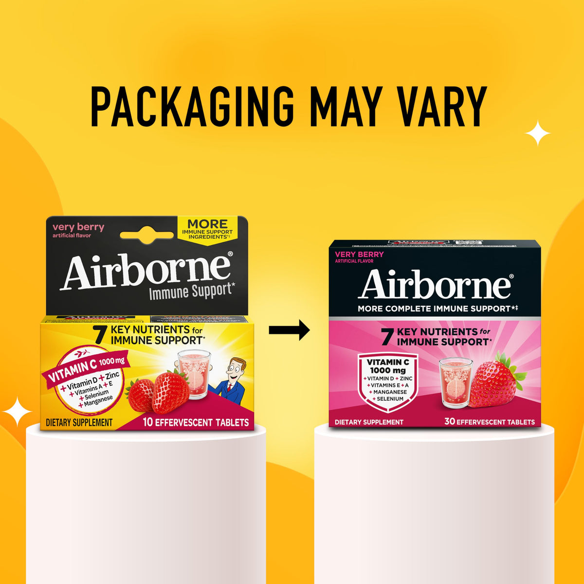 Boîte de comprimés effervescents Airborne, informations nutritionnelles