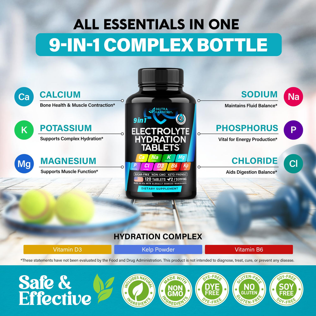 Boîte de comprimés électrolytes NUTRAHARMONY ouverte