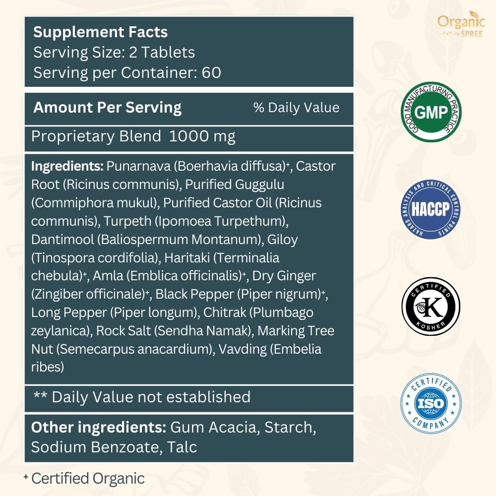 Boîte de comprimés Punarnavadi Guggulu ORGANIC SPREE