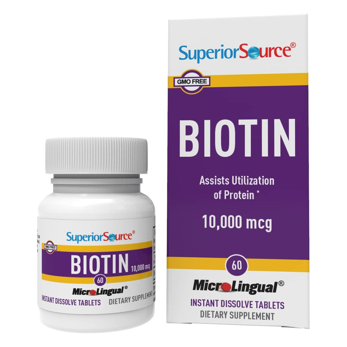 Boîte de comprimés sublinguales de Biotine 10 000 mcg de quality Source