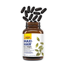 Boîte de Country Life Maxi-Hair pour Hommes sur un fond naturel