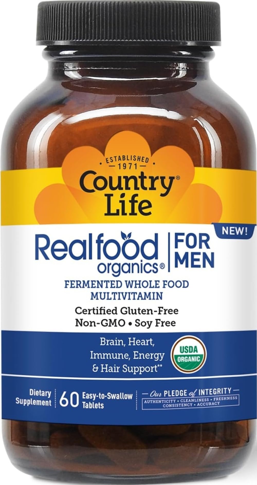 Boîte de Country Life Multivitamines Organiques pour Hommes 60 comprimés vue de face