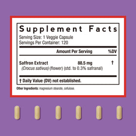Boîte de Doctor's Recipes Compléments Saffran avec étiquette détaillée