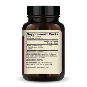 Boîte de Dr. Mercola Astaxanthin avec capsules visibles