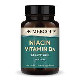 Boîte de Dr. Mercola Niacine Vitamine B3 50 mg 270 comprimés vue de face