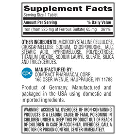 Boîte de Earth’s Splendor Fer 65mg avec 90 tablettes
