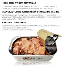 Boîte de foie de morue ICAN ouverte avec produit visible