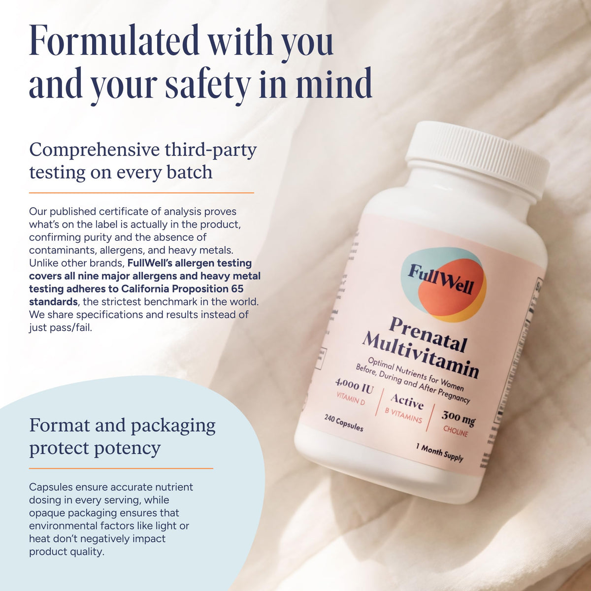 Boîte de FullWell Multivitamine Prénatale Femme sur une table