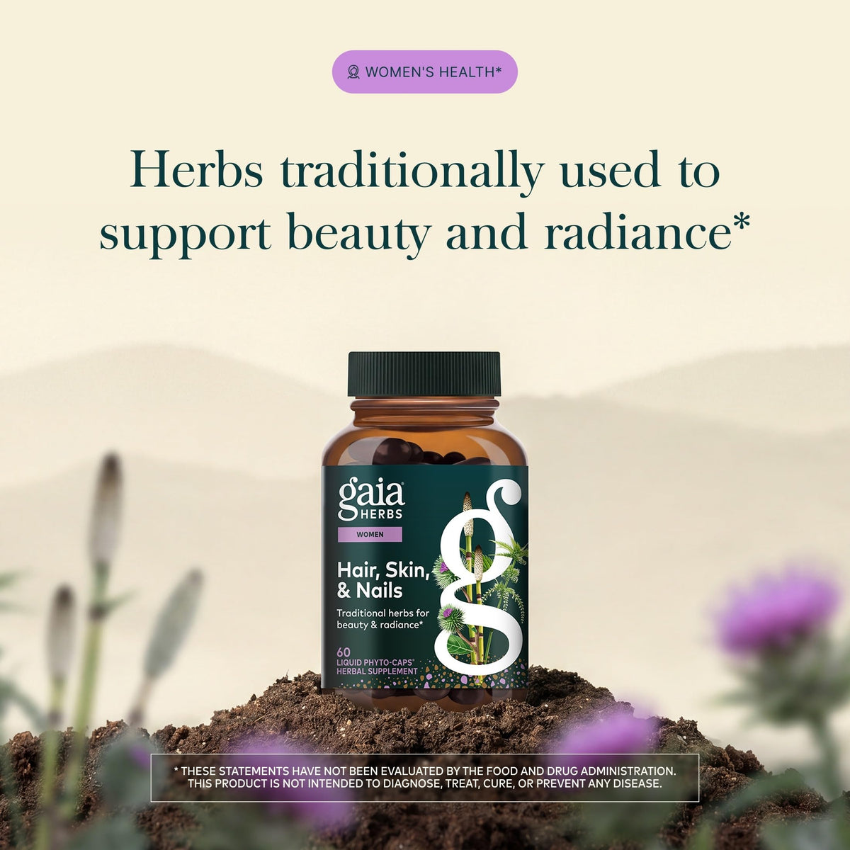 Boîte de Gaia Herbs Compléments Alimentaires avec ingrédients visibles