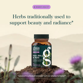 Boîte de Gaia Herbs Compléments Alimentaires avec ingrédients visibles