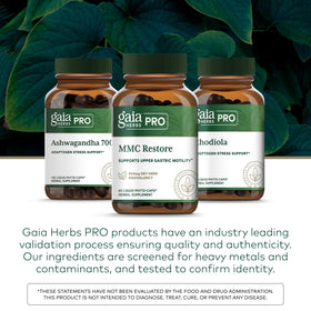 Boîte de Gaia Herbs PRO MMC Restore ouverte montrant les phyto-capsules