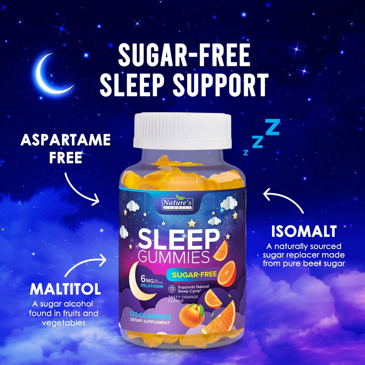 Boîte de gélifiés de sommeil Nature's Gummies ouverte, présentant le produit
