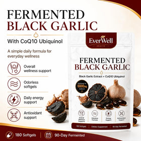 Boîte de gélules d'ail noir fermenté et CoQ10 Ubiquinol EverWell Health