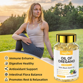 Boîte de gélules d'huile d'origan HEALOADING vue de côté