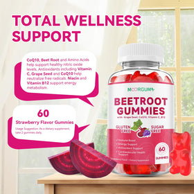 Boîte de Gélules de Betterave MOORGUMY avec des fruits frais