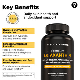 Boîte de gélules Vital Vitamins Astaxanthin 12 mg vue de dessus