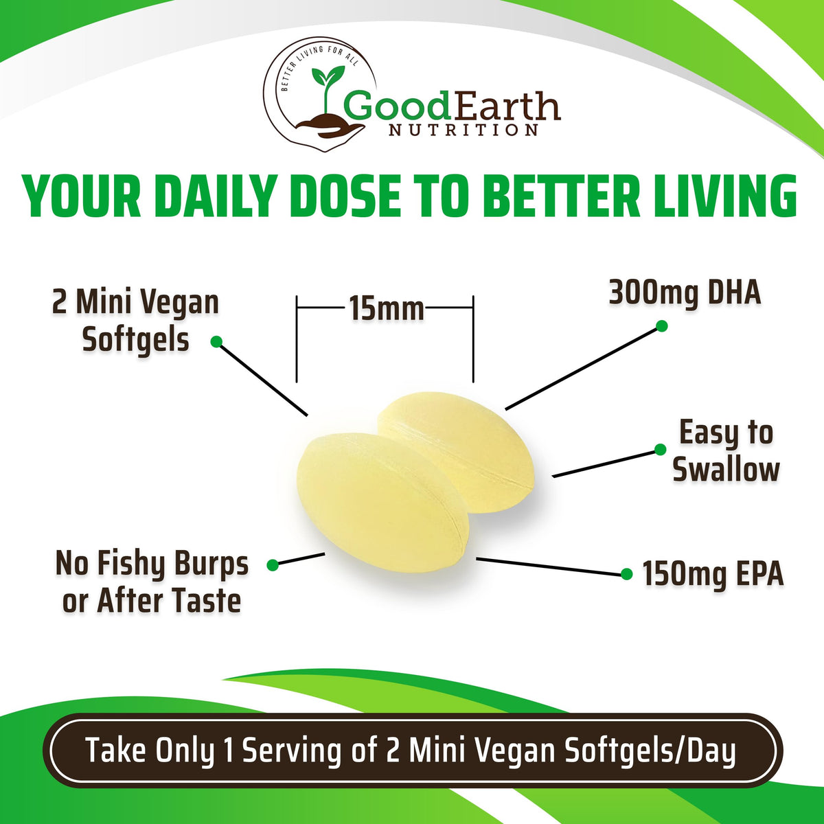 Boîte de GoodEarth Nutrition Vegan Omega 3 sur fond blanc