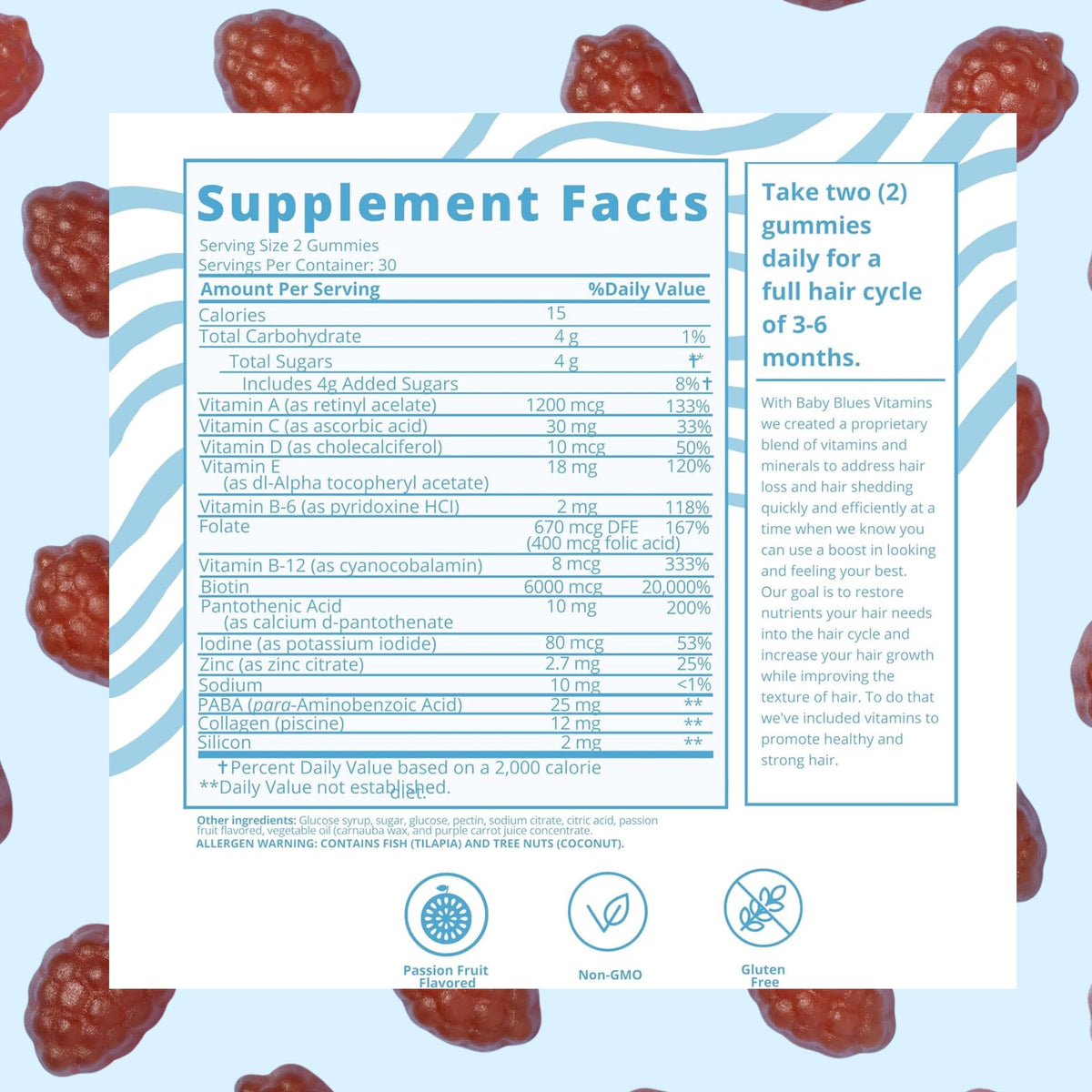 Boîte de gummies Baby Blues ouverte, montrant les gummies à l'intérieur