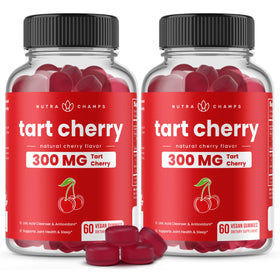 Boîte de gummies cerise acide NutraChamps avec 120 gummies à l'intérieur