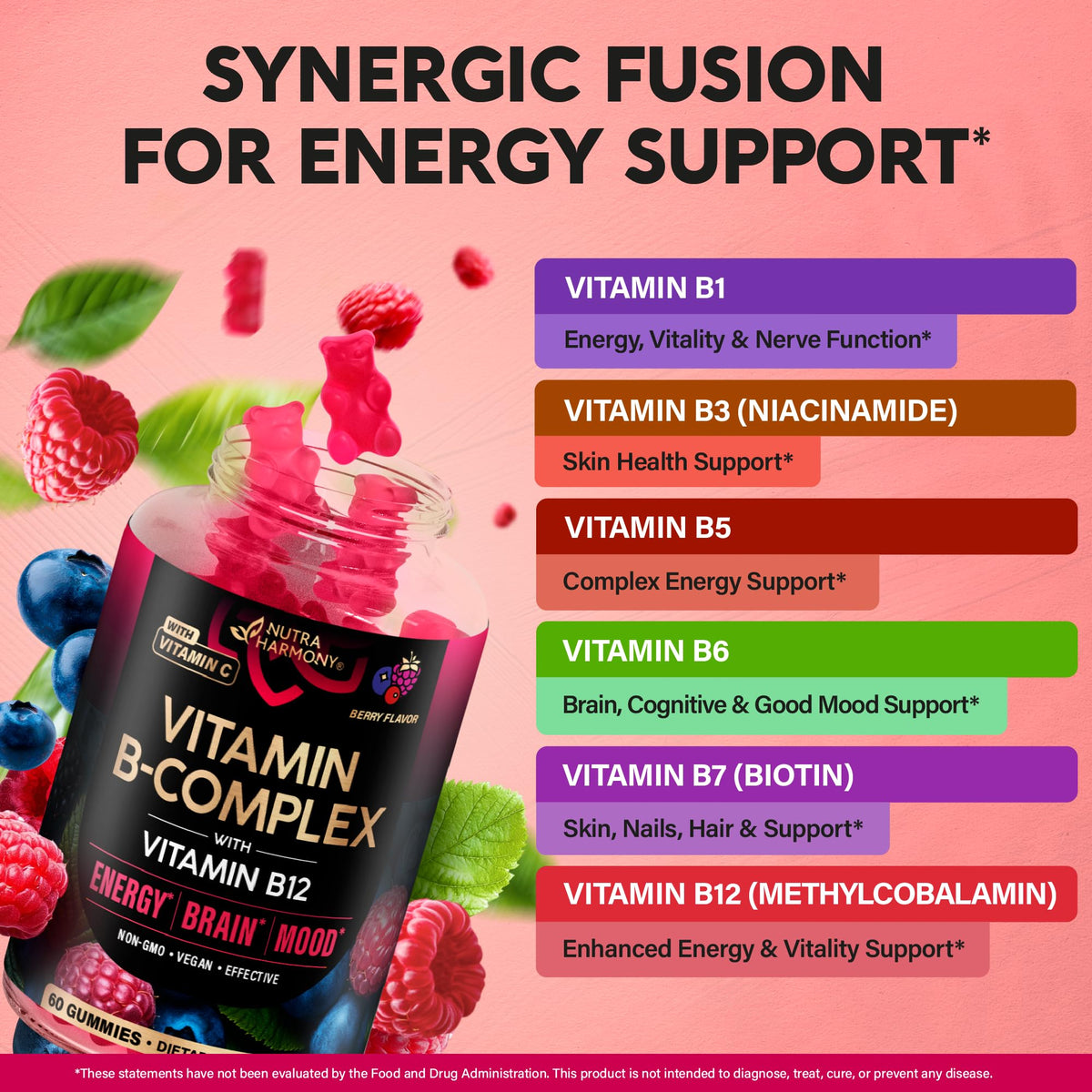 Boîte de Gummies Complexe B NUTRAHARMONY ouverte