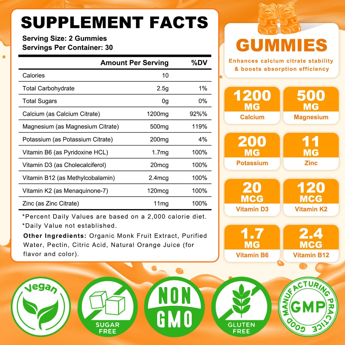 Boîte de gummies de citrate de calcium Sijigood ouverte avec gummies visibles